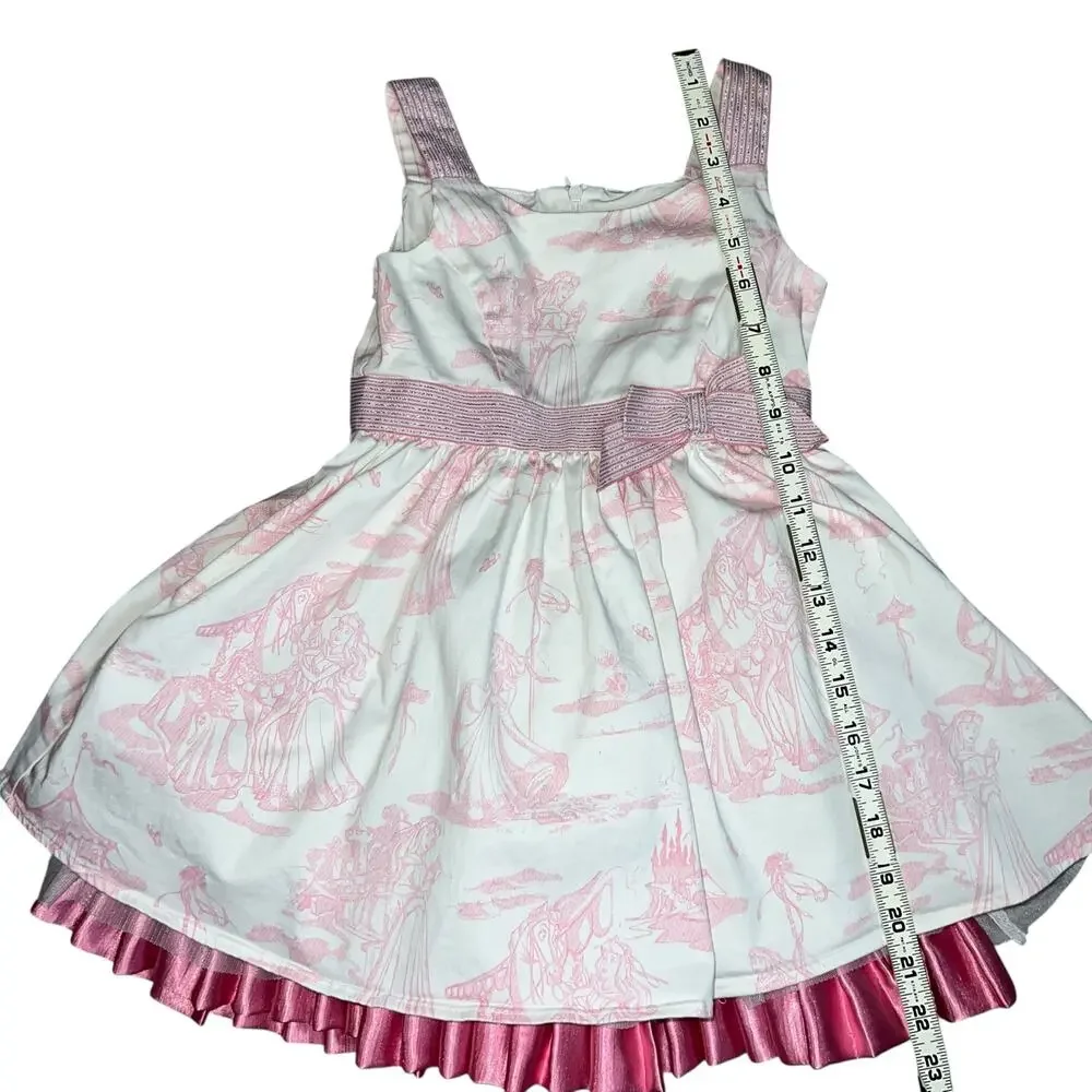 Disney Princess Aurora Pink Toile Twirl party  Dress storybook castle Girls sz 5